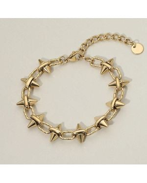 Fashnzfab Stainless Steel Spike Link Chain Bracelet - Metallic