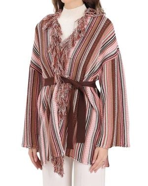 Akep Merino Wool-Blend Lurex Cardigan - Pink