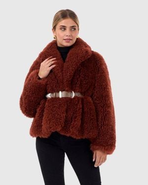 Gorski Cashmere Goat Jacket, Belt - Red