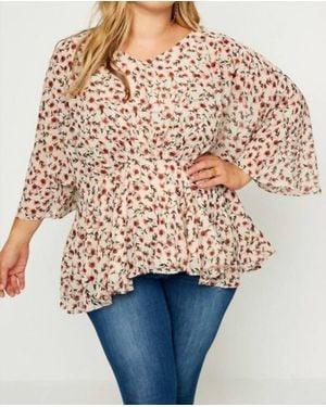 Hayden LA Floral Peplum Blouse - Natural