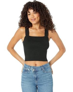 Madewell Dearing Sweater Tank Ribbed Square Neck Crop Erk779 - Blue