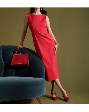Frances Valentine Audrey Belted Midi Dress - Red