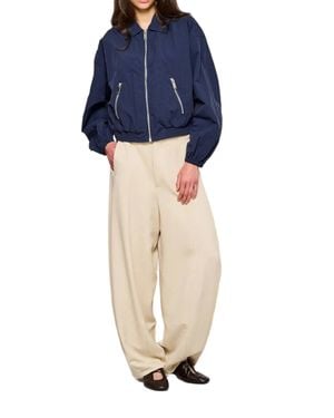OOF WEAR Cropped Bomber Jacket With Zippered Pockets - Blue