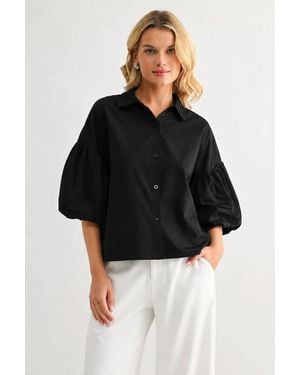 Joh Julette Stretch Cotton Poplin Top - Black