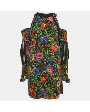 3.1 Phillip Lim Floral Print Crepe Cold Shoulder Mini Dress - Green