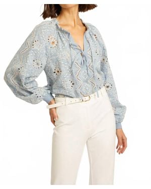 Caballero Aurelia Long Sleeve V-Neck Top - Gray