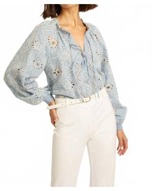 Caballero Aurelia Long Sleeve V-Neck Top - Gray