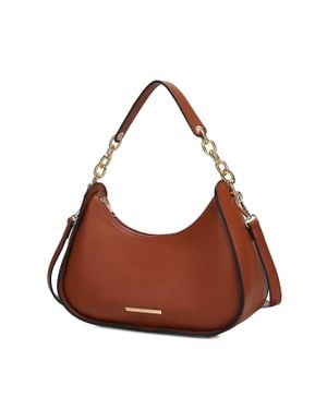 MKF Lottie Vegan Leather Hobo Handbag Half Moon By Mia K - Brown