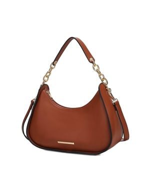 MKF Collection by Mia K Lottie Vegan Leather Hobo Handbag Half Moon By Mia K - Brown