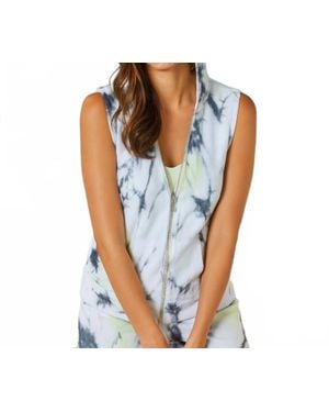 French Kyss Marble Wash Hooded Vest - Blue