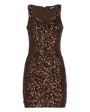 ROTATE BIRGER CHRISTENSEN Sequined Sleeveless Mini Dress With Fitted Silhouette - Brown