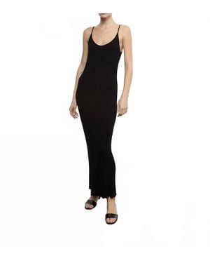 Enza Costa Silk Rib Lettuce Edge Dress - Black
