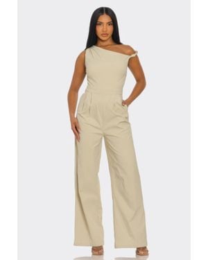 TRUEDAMES Chic Poise One-Shoulder Jumpsuit - Natural