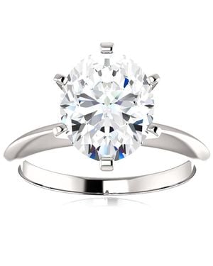 Pompeii3 3 Ct Oval Moissanite Solitaire Engagement Ring 14K - White