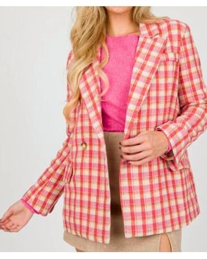 And The Why Plaid Printed Blazer - Pink