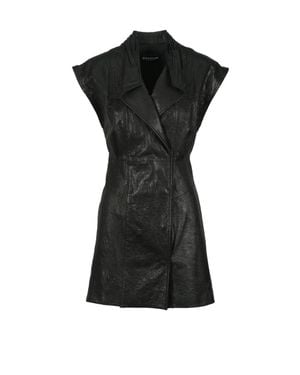 Dondup Short Leather Dress - Black