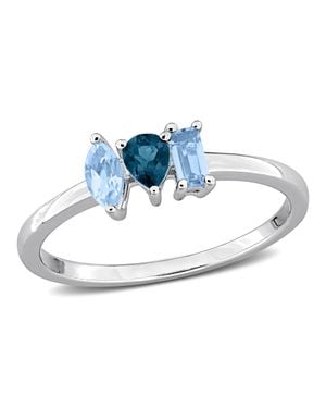 Mimi & Max Multi-Gem Three Stone Ring Sterling - Blue