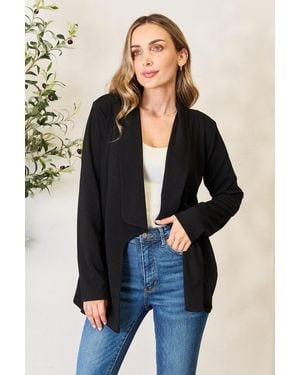 TRUEDAMES Heimish Full Size Open Front Long Sleeve Blazer - Black