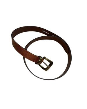Berge' Skinny Leather Belt With Bronze Links - Metallic