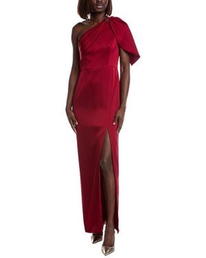 Aidan Mattox Satin One-Shoulder Gown - Red