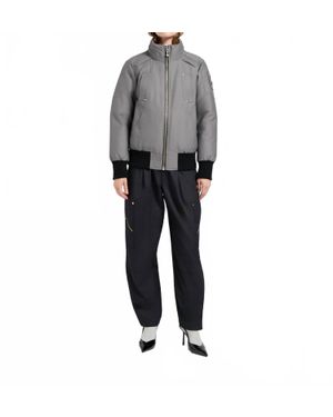 Moose Knuckles Debbie Shearling Trim Bomber Jacket - Gray