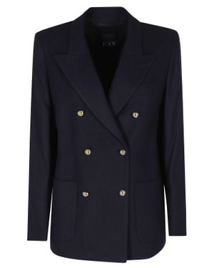 Fay Double-Breasted Corduroy Viscose-Blend Blazer - Blue