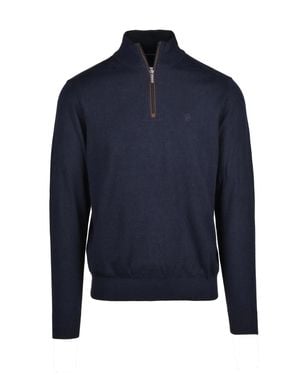 Bugatti Cotton-Cashmere Half-Zip Sweater - Blue