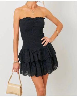 BABY PINK Eyelet Ruffle Mini Dress - Black