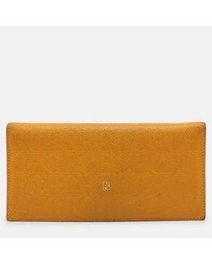 Carolina Herrera Embossed Leather Wallet - Yellow