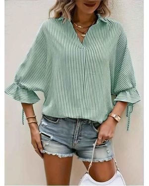 TRUEDAMES Clasi Striped Blouse - Green