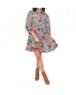 Ivy Jane Ruffled Eges Dress - Blue