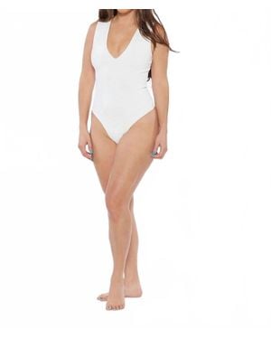 Circular Path V Neck Bodysuit - White