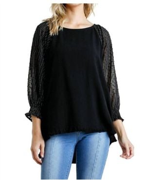 Umgee Mesh Puff Sleeve Top - Black