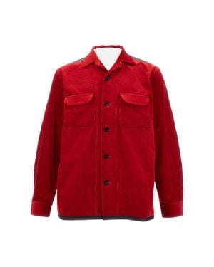 Junya Watanabe Textured Velvet Shirt With Leather Patches And Nylon Back