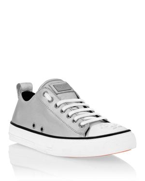 Philipp Plein Laminated Leather Lo-Top Sneakers Megastar - White