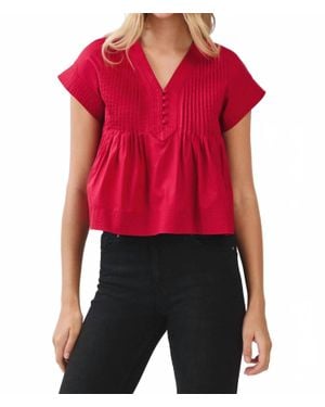 TCEC Everyday Win Pintuck Pleated Detail Poplin Top - Red