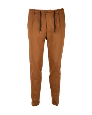 ANTÒ Napoli Cotton Viscose Stretch Pants - Brown