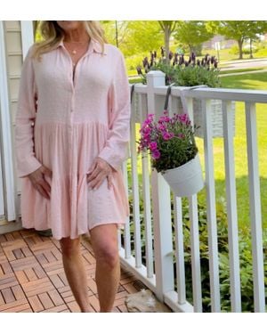 Surf Gypsy Tiered Shirt Dress - Pink
