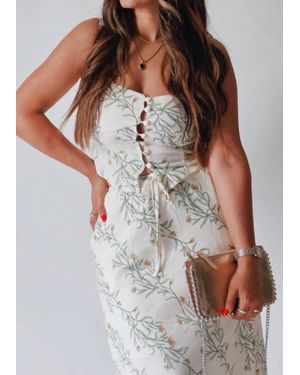 The Workshop Studio Floral Corset Crop Top - White