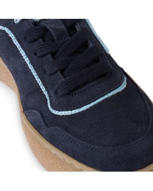 TMRS Tamaris Leather Fashion Stripe Lace Up Sneakers - Blue