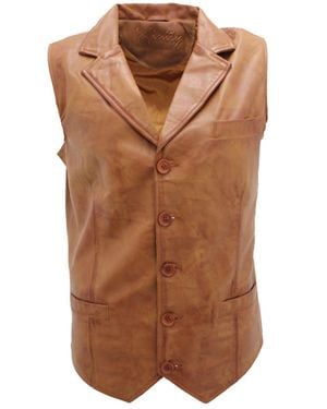 Infinity Leather Smart Classic Leather Waistcoat-Bristol - Brown