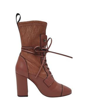 Stuart Weitzman Veruka Lace-Up Ankle Boots - Brown