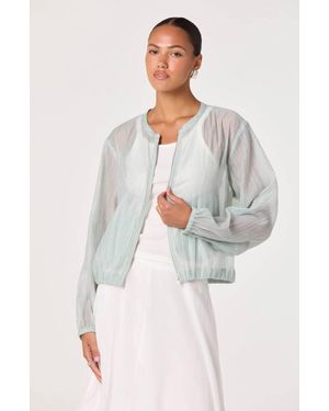 Astr Aeva Sheer Chiffon Bomber Jacket - White