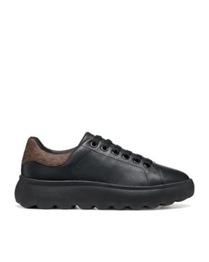 Geox Spherica Leisure Leather Sneakers - Black