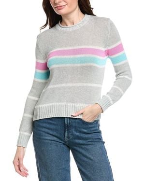 Hannah Rose Tessa Colorful Stripe Cashmere-Blend Sweater - Gray