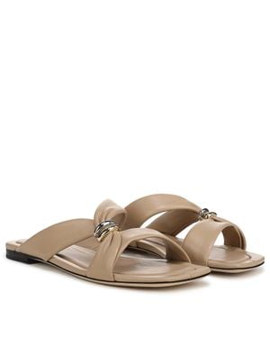 Vince Vilma Sandals Warm Almond Leather Square Toe Slide Zogg3852 - Brown