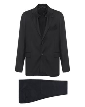 Lardini Pinstripe Wool Suit - Black