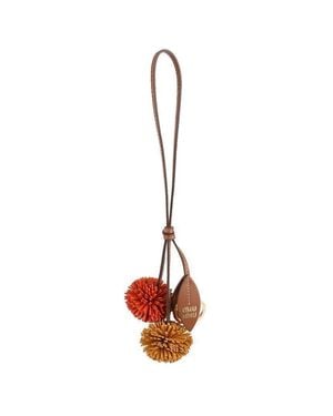 Miu Miu Leather Key Ring - Brown