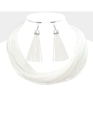 Fashnzfab String Layered Necklace - White