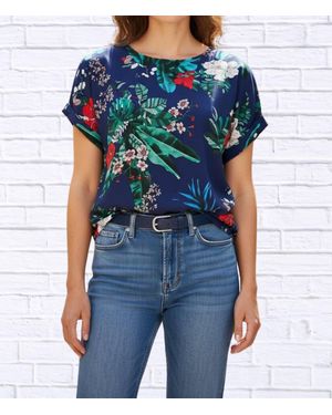 Diva USA Tropical Floral Viscose Blouse - Blue